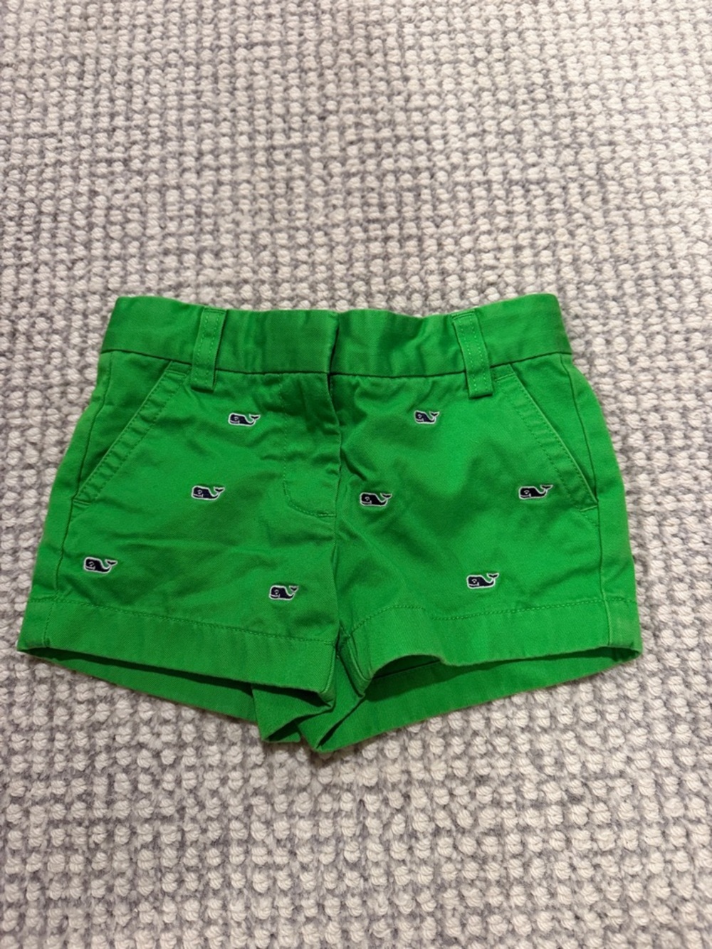 Vineyard Vines Bright Green Whale Embroidered Girls' Shorts